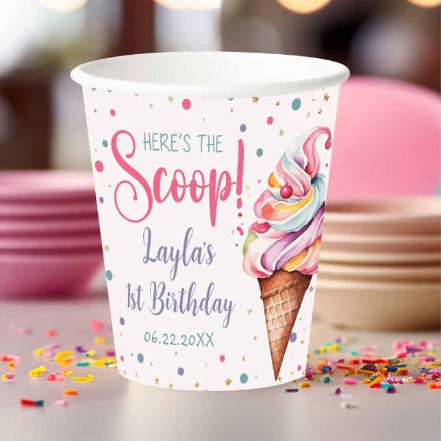Ice Cream 1st Birthday Party Paper Cups (Creator Uploaded)