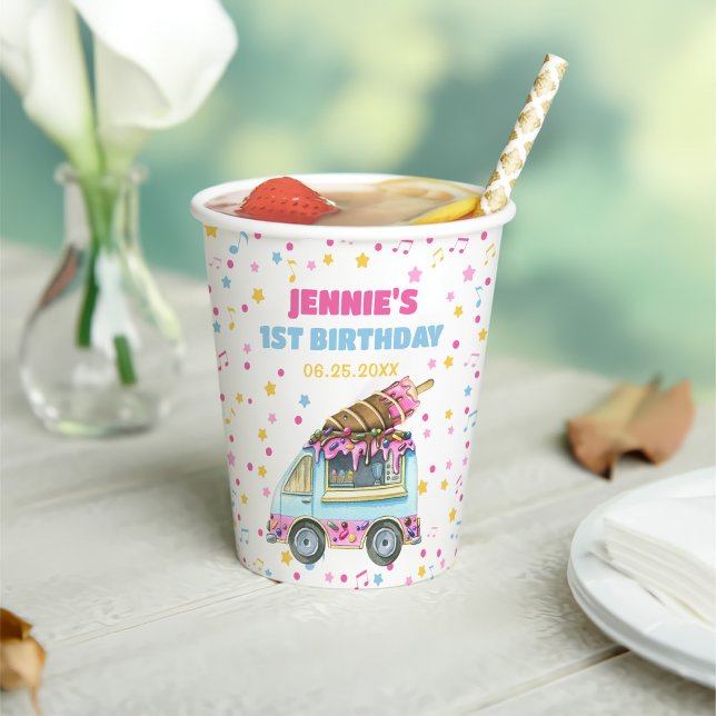 Ice Cream 1st Birthday Party Paper Cups (Creator Uploaded)