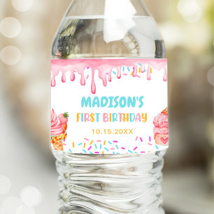 Ice Cream 1st Birthday Party Water Bottle Label