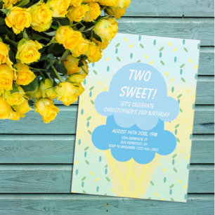 Ice Cream 2nd Birthday Invitation