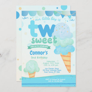 Ice Cream 2nd Birthday Party Invitation