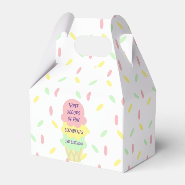 Ice Cream 3rd Birthday Favour Box (Front Side)