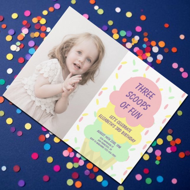 Ice Cream 3rd Birthday Invitation (Creator Uploaded)