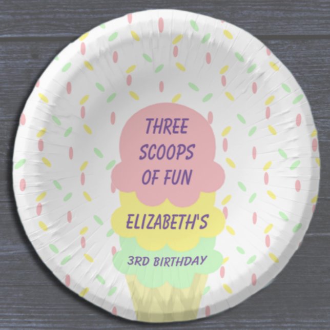 Ice Cream 3rd Birthday Paper Plate (Creator Uploaded)