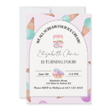 Ice Cream 4th Birthday Invitation 