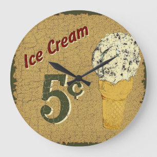 Ice Cream 5 cents Large Clock