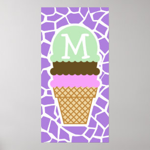 Ice Cream; Amethyst Purple Giraffe Animal Print