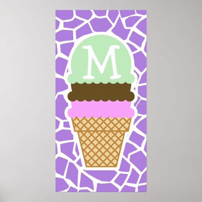 Ice Cream; Amethyst Purple Giraffe Animal Print (Front)