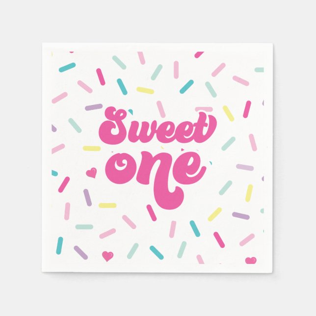 Ice Cream and Cake Sweet One 1st Birthday Napkin (Front)