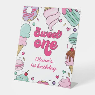 Ice Cream and Cake Sweet One 1st Birthday Pedestal Sign