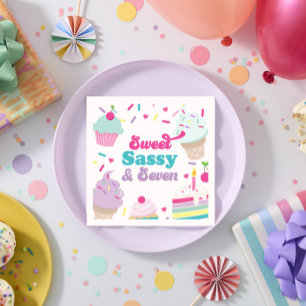 Ice Cream and Cake Sweet Sassy Seven 7th Birthday Napkin
