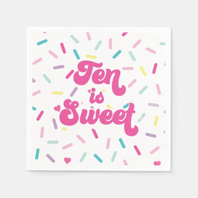 Ice Cream and Cake Ten is Sweet 10th Birthday Napkin (Front)