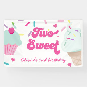 Ice Cream and Cake Two Sweet 2nd Birthday Banner