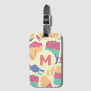 ice Cream and Candy Summer Pattern Monogram Luggage Tag