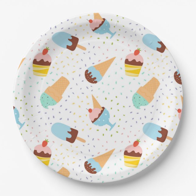 Ice Cream and Confetti  Paper Plate (Front)