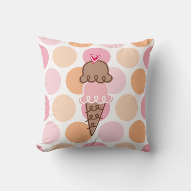 Ice Cream and Polka Dots Pillow (Front)