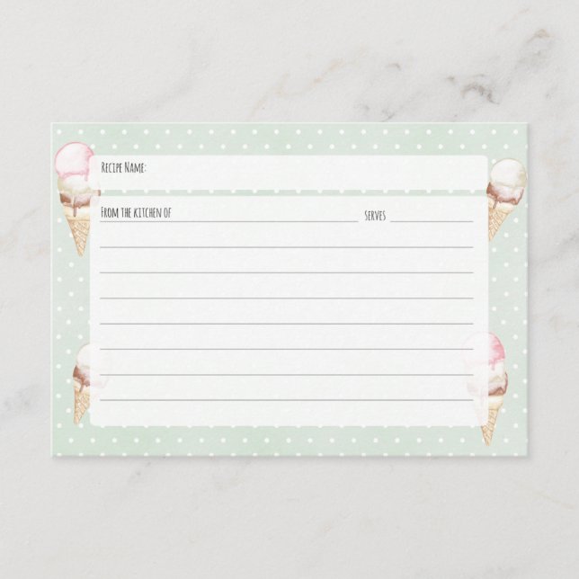 Ice Cream and Polka Dots Recipe Card (Front)