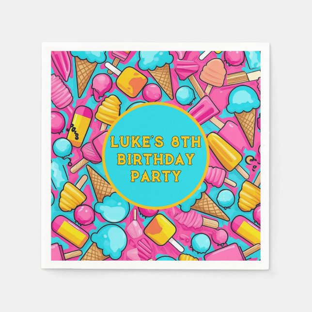 " ICE-CREAM AND POPSICLES PAPER PLATES " NAPKIN (Front)