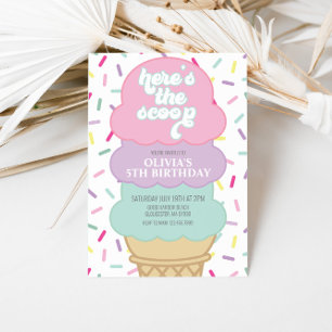 Ice Cream and Sprinkles Birthday Invitation