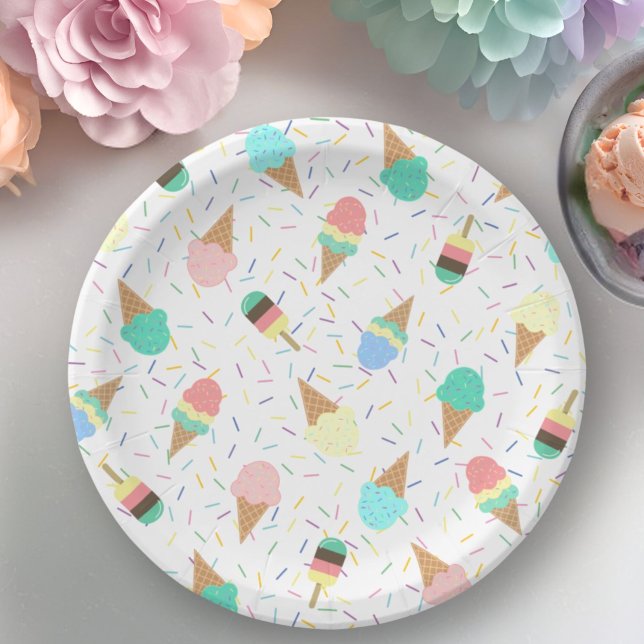 Ice cream and sprinkles sweet birthday party cake paper plate (Creator Uploaded)
