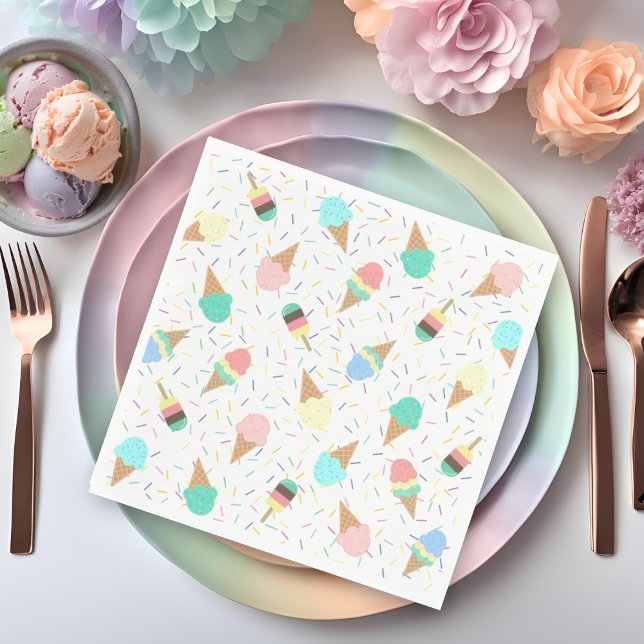 Ice Cream and Sprinkles Sweet Birthday Party  Napkin (Creator Uploaded)