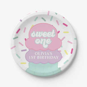 Ice Cream and Sprinkles Sweet One 1st Birthday Pap Paper Plate