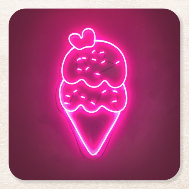 Ice Cream Art Strawberry Ice Cream Clip Art Painti Square Paper Coaster (Front)