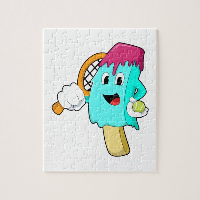 Ice cream at Tennis with Tennis racket Jigsaw Puzzle (Vertical)