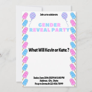  Ice Cream Baby Gender Reveal Invitation 