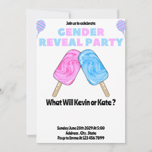 Ice Cream Baby Gender Reveal Invitation 