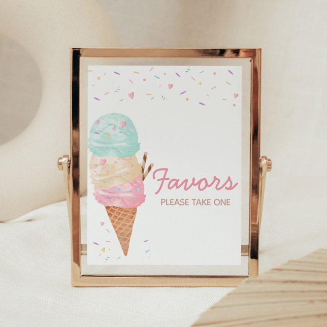 Ice Cream Baby Shower Favours Poster (Ice Cream Sprinkled with Love Baby Shower Favors Sign)