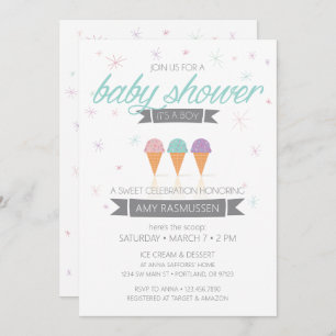 Ice Cream Baby Shower Invitation - It's a Boy