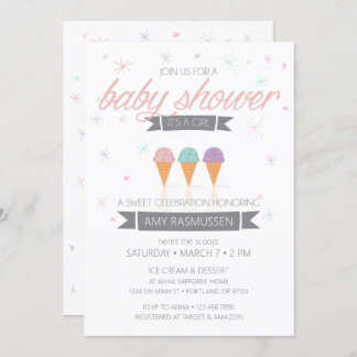 Ice Cream Baby Shower Invitation - It's a Girl