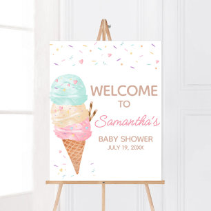 Ice Cream Baby Shower Welcome Poster