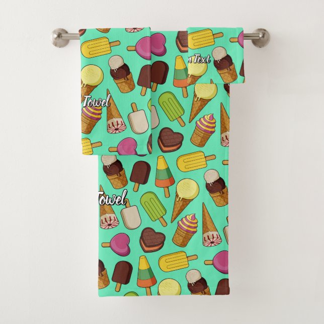 Ice Cream Background Bath Towel Set (Insitu)