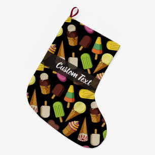 Ice Cream Background Large Christmas Stocking