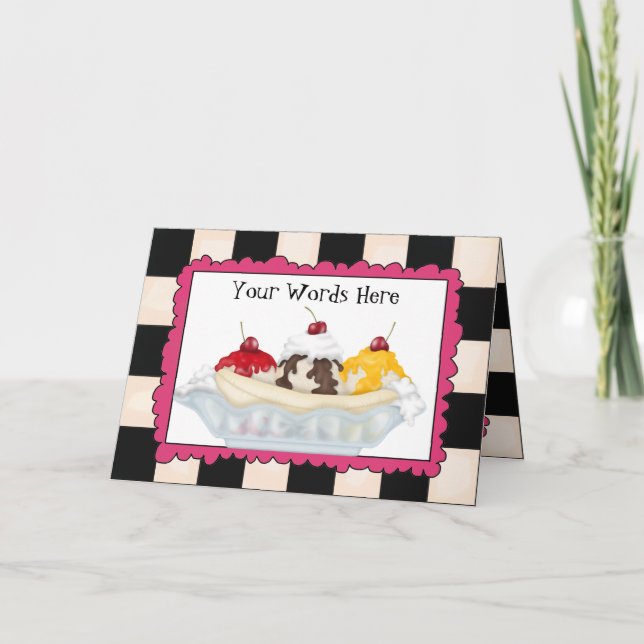 Ice Cream Banana Split greeting card add words (Front)