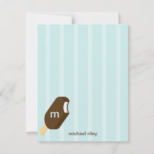 Ice Cream Bar Flat Thank You Card - Blue -