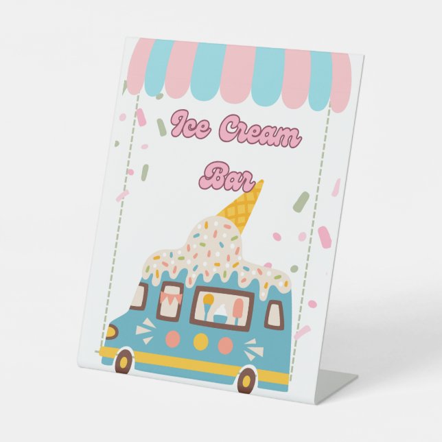 Ice Cream Bar Food Sign Tabletop Padestal (Front)