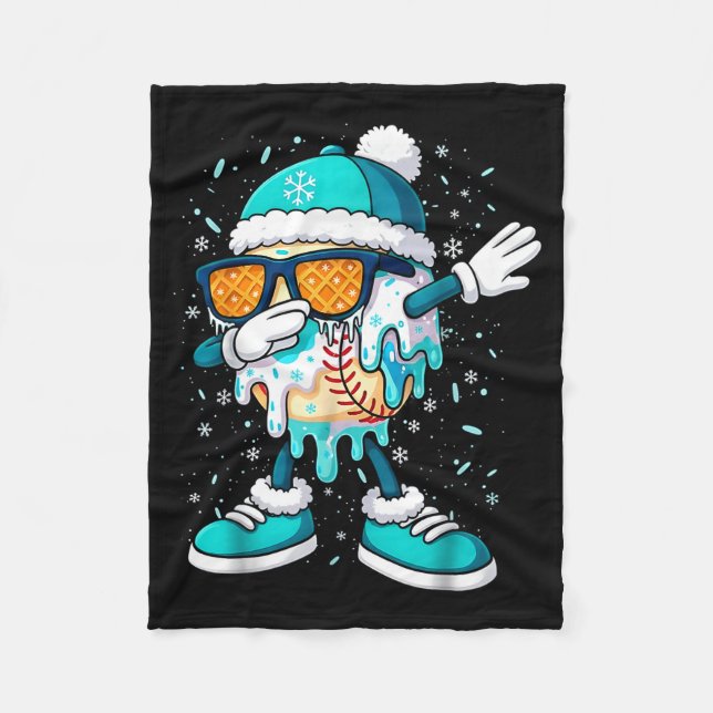 Ice Cream Baseball Drip Home Plate Bats Cool For B Fleece Blanket (Front)