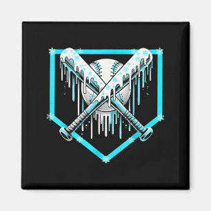 Ice Cream Baseball Drip Home Plate Bats Cool For B Magnet
