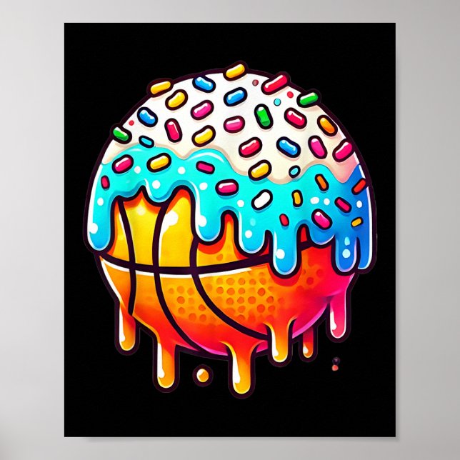 Ice Cream Basketball Drip Boys Girls Kids Basketba Poster (Front)