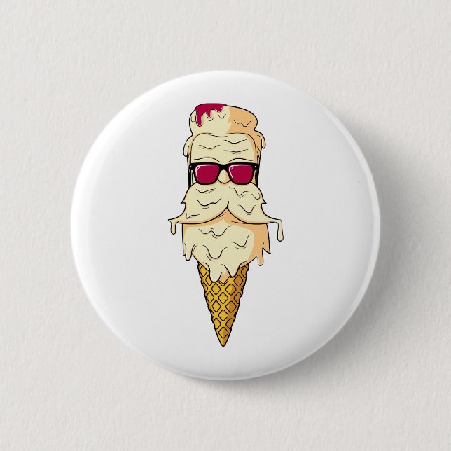 Ice Cream Beard 6 Cm Round Badge (Front)