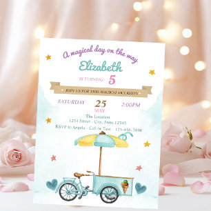 Ice Cream Bicycle,Cones, Birthday Invitation