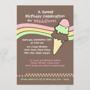 Ice Cream Birthday and Sleep Over Invitation