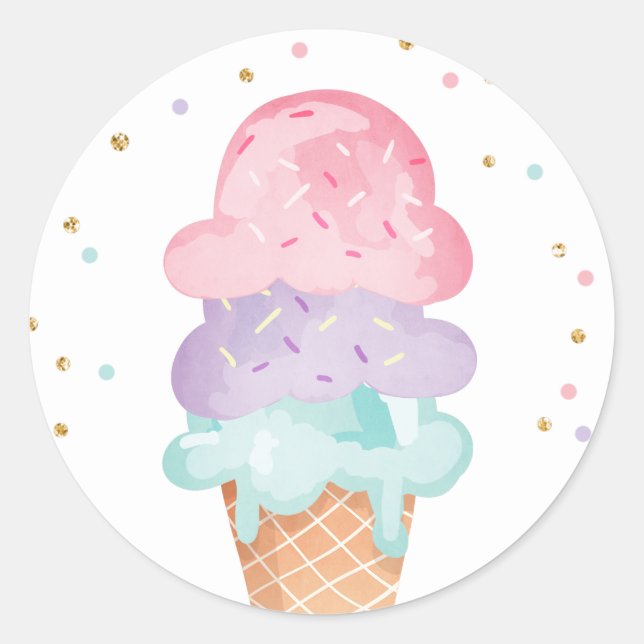 Ice Cream Birthday Envelope Seal Summer Sticker (Front)