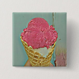 Ice cream birthday gift 15 cm square badge