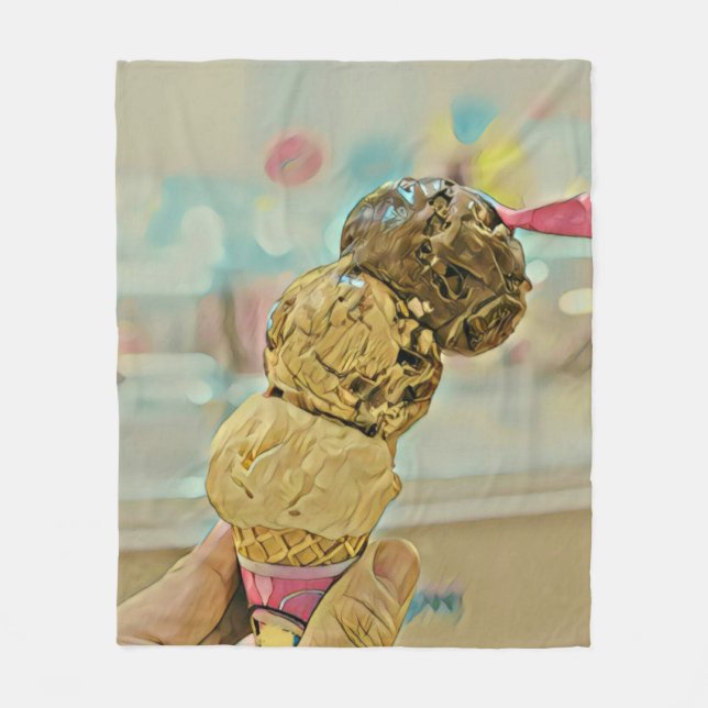 Ice cream birthday gift fleece blanket (Front)
