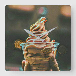 Ice cream birthday gift square wall clock