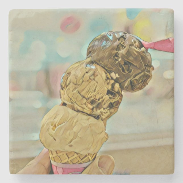 Ice cream birthday gift stone coaster (Front)